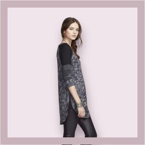 Free People Charcoal Bed Of Roses Top